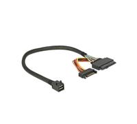 Câble SAS DeLOCK 84823 - 0.3m - Connecteur SFF-8643 vers SFF-8639 + SATA 15-pin - Noir - Emballage sachet polyéthylène