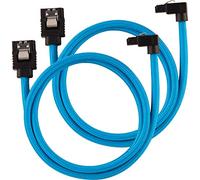 Câble SATA gainé CORSAIR Premium - SATA 6Gbps 60 cm, connecteur à 90°, Bleu