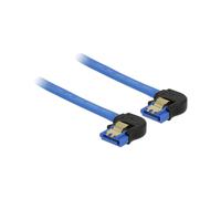 Câble SATA III DeLOCK 85096 0.3m Connecteurs 7-Pin Mâle/Mâle Bas Noir/Bleu 6 Gb/s AWG26 Contacts Or pour Disques Durs, SSD et Cartes Contrôleur
