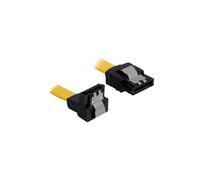 Delock - Câble SATA - Serial ATA 150/300 - SATA (F) pour SATA (F) - 10 cm - connecteur à angle vers le bas, verrouillé, connecteur droite - jaune