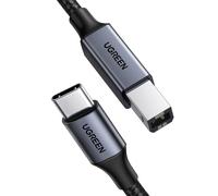 Câble Scanner Imprimante Thunderbolt 3 Type C vers USB B Nylon Tressé Noir Compatible avec MacBook Pro Air iPad iMac Chromebook Pixel XPS 17 15 (2M)