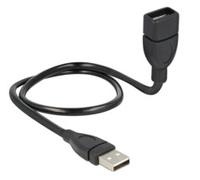 Delock Câble USB USB 2.0 USB-A mâle, USB-A femelle 0.50 m noir câble col-de-cygne flexible 83499