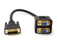 Câble séparateur DVI I vers VGA, 1 entrée mâle vers 2 sorties femelles, adaptateur, cordon, accessoires d'ordinateur