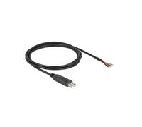 Câble Série DeLOCK 90416, USB 2.0 vers RS-232, 2m, Noir, Connecteurs Mâles, AWG 26, Manteau Nylon/PVC, 1 Pièce