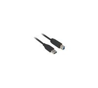 Câble Sharkoon 3m USB 3.2 Gen 1 (3.1 Gen 1) USB-A vers USB-B Mâle/Mâle Noir, Blindage Mylar, 5 Gbit/s, AWG 28