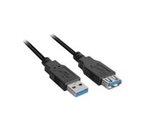 Câble Sharkoon USB 3.2 Gen 1 (3.1 Gen 1) A-A 3m Noir - 2xUSB 3.0-A, Mâle/Femelle, 5Gbit/s, Blindage Mylar, AWG28