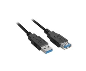 Câble Sharkoon USB 3.2 Gen 1 (3.1 Gen 1) A-A 3m Noir - 2xUSB 3.0-A, Mâle/Femelle, 5Gbit/s, Blindage Mylar, AWG28