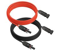 Câble solaire 2 x 10 m - 6 mm² - Avec MC4 - Monté des deux côtés - Fiche solaire - Rouge/noir - 10 m