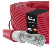 Câble solaire H1Z2Z2-K 10 mm² - De 5 à 100 m - Pose à terre - Câble unique, photovoltaïque, sans halogène, double isolement noir, rouge ou bleu (rouge, 50 m)