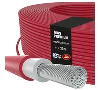 Câble solaire H1Z2Z2-K 10 mm² - De 5 à 100 m - Pose à terre - Câble unique, photovoltaïque, sans halogène, double isolement noir, rouge ou bleu (rouge, 30 m)