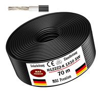 Câble solaire H1Z2Z2-K 4, 6, ou 10 mm², de 5 à 200 m, noir, rouge ou bleu, à enterrer, photovoltaïque, sans halogène, double isolation (H1Z2Z2-K 10, noir, 70 m)