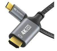 Câble Sonero® 4K USB-C vers HDMI, HDMI mâle vers USB-C mâle, 4K 60Hz, 18Go/s, gaine coton, gris/noir, 1.00 mètre