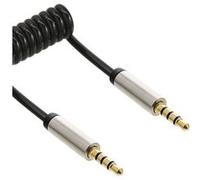 Câble spiral audio InLine® Slim Audio 3.5 mm mâle à mâle 4 broches stéréo 2 m Noir G