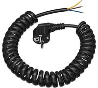 Câble Spiralé 3M - Extensible 0,3M à 3M Avec Fiche à Enroulement à Contact de Protection - Rallonge d'Alimentation Schuko IP20