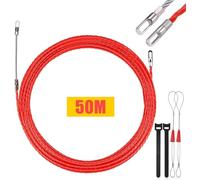 Câble spiralé 50 m Ø 4,5 mm Lakigoes Aiguille Électricien 50m Ø4,5mm, 100% polyester, 2 ressorts guide. Parfait pour les installations électriques dans les tubes vides. Rouge.