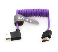 Câble Spiralé 8K 2.1 HDMI vers HDMI Coudé Gauche Ultra Haute Vitesse pour Z Cam E2 S-ony FX6 FX9 Canon EOS C70 C300 Portkeys BM5 Atomos Ninjav V Shogun Moniteur