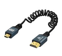 Câble Spiralé 8K Micro HDMI vers HDMI, HDMI vers Micro HDMI Mâle vers Mâle en Spirale Plaqué Or, Supporte 8K @ 60 Hz 4K @ 120 Hz 48 Gbps pour GoPro Hero, Raspberry Pi 4, Sony(90cm)