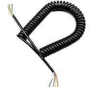 Câble spiralé à 5 conducteurs torsadés - 2,5 m - Extensible 5 m | Cordon d'alimentation enroulé rétractable à 5 cœurs, 24 AWG à 17 AWG, ressort de 50 cm (carré de 0,2 mm)