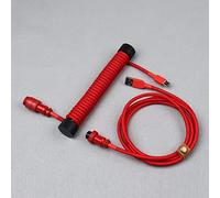 Câble Spiralé À Double Manchon, Enrouleur De Tige Fixe, Connecteur Aviateur Détachable, Câble USB-C pour Clavier Mécanique (Color : Red)