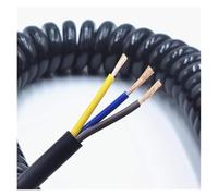 Câble Spiralé à Ressort, Câble électrique spiralé, cordon d'alimentation noir extensible(3 Core 20awg,Line length 7.5m)