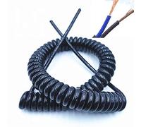 Câble spiralé à ressort Câble spiralé à fil télescopique à ressort à 2 conducteurs, 24AWG 20AWG 17AWG 14AWG Cordon d'alimentation noir Longueur de ligne de fil extensible 2,5 m 2 conducteurs 24AWG