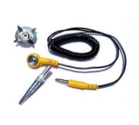 Câble spiralé antistatique ESD avec clip pour poste de travail, tapis antistatique et connexion par dragonne - Diamètre du fil de 2 mm, 180 cm d'extension