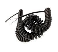 Câble spiralé, Bobine rétractable extensible de bobine câble ressort cordon d'alimentation noir 2 noyaux(2 core 20AWG,Line length 2.5 meter)