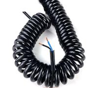 Câble spiralé, Câble d'alimentation télescopique à ressort noir 2 conducteurs, 24 AWG, 20, 17, 14, câble spiralé extensible de,5 7, mètres(2 core 20AWG,Line length 2.5meter)