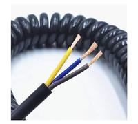 Câble spiralé, Câble spiralé à 3 conducteurs, câble électrique, cordon d'alimentation noir extensible, carré de 0,5 m, 2, 7(3 Core 14awg,Line length 5m)
