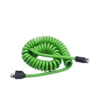 Câble spiralé Ethernet LAN RJ45 Cat 6 A 8 cœurs 26 AWG Gaine en PUR verte extensible extensible extensible 15 m