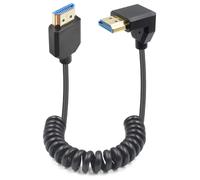 Câble spiralé HDMI vers HDMI 2.1 de 1,2M, Down Angle Hdmi 2.1 Cable 48Gbps prend en charge 8K@60Hz,Câble HDMI 8K pour caméra compatible avec caméscope, téléviseur,PS5, moniteur, PC