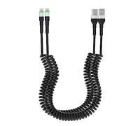 Câble spiralé iPhone Lightning 2 Pack, Apple Carplay & MFi Certified, Câble spiralé USB vers Lightning avec LED et transmission de données, cordon rétractable de recharge iPhone/Pad/Pod