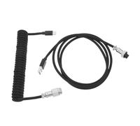 Câble Spiralé Mécanique pour Clavier Type C, Noir, USB C | Nylon Tressé, Noyau Cuivre Étamé, Prise Aviation Détachable, Bureau Net, Jeux PC