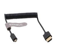 Câble spiralé micro HDMI à angle droit vers HDMI Full HDMI haute vitesse pour caméscopes Canon Sony DSLR Caméscopes Appareil photo Moniteur ATOMOS (câble spiralé droit)