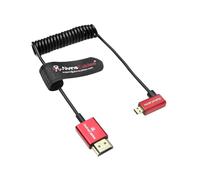 Câble spiralé micro HDMI vers HDMI 8K 2.1 ultra fin à angle gauche pour Atomos Ninja V, 8K @ 60 Hz 4K @ 120 Hz pour Sony A7RIII A7II A7M3, pour Canon R5 M6