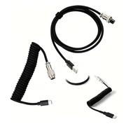 Câble Spirale pour Clavier Mécanique Type C, 3m Câble Torsadé avec Connecteur Aviateur Amovible, Double Bras en Métal, Câble USB C vers USB A pour Clavier de Jeu et Bureau (Noir)