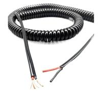 Câble spiralé rétractable télescopique, câble d'alimentation à 2 conducteurs de section carrée 1,5 mm² extensible noir avec ressort en cuivre pur(2core 1.5mm2 Stretch 8 Meters)