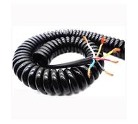 Câble spiralé télescopique à 6 conducteurs, Section 0,2 mm², Calibre 24 AWG, Longueurs 2,5 m, 5 m et 7,5 m, Couleur Noire, Extensible.(2.5m)