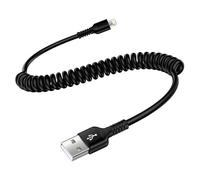 Câble spirale USB A vers Lightning, Câbles Lightning Chargeur, certifié MFi, câble Apple Carplay, câble de charge court pour iPhone 14/14 Pro/14 Pro Max/13/13 Pro/12/11/XR/XS/X/8/7
