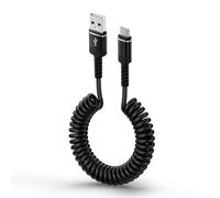 Câble spirale USB C Android de voiture - Type C - Câble de charge rapide pour Samsung Galaxy S24 Ultra S23 FE S22 S21 S20 A55 5G A54 A53 A52 A35 A34 A25 A24 A15 A14 A13, iPhone 16 15 Pro Max Plus :