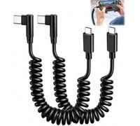 Câble Spiralé USB-C Court vers USB-C 30CM-1.8M Câble 2 Pack de pour Voiture | Connecteur de données coudé 120 W pour Android Auto et CarPlay, compatible avec iPhone One 15/16 et autres appareils USB-C.