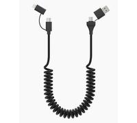 Câble Spiralé Usb C Et Lightning 2 En 1 60w Charge Rapide Et Transfert Données Carplay Et Android Auto, Cordon Chargement Multiple Lightning Type C Pour Iphone Android Ipad Ordinateur Portab[X2107]
