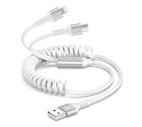 Câble spirale USB C et Lightning 2 en 1 pour iPhone 15/14/13/12/11/Pro/XS, câble USB de type C pour Samsung Galaxy S10, Huawei