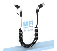 Cable Spirale Voiture Pour Apple Carplay & An oid Auto Usb C,Certifié Mfi Avec Transmission De Données Et Charge Rapide De 60 W,Câble Usb Vers Lightning Spirale Court Pour Iphone/[SHU08325]