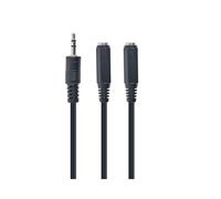 Câble Splitter Audio Gembird CCA-415-0.1M, 3.5mm Mâle vers 2x 3.5mm Femelle, 0.1m, Noir, Conformité CE/RoHS