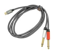 Câble Splitter USB-C vers 2x Jack 6.35mm Mâle Nylon Tressé 1.5m LinQ Gris