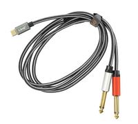 Câble Splitter USB-C vers 2x Jack 6.35mm Mâle Nylon Tressé 1.5m LinQ Gris