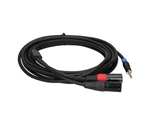 Câble Stéréo 3,5 Mm Mâle vers Double 2 XLR Mâle PVC Haute élasticité Plug and Play pour Amplificateur de Puissance Mélangeur pour Téléphone Portable Stéréo Portable MP3 Rouge Bleu comme (#3)