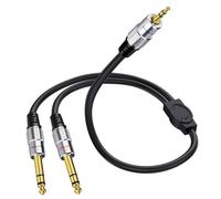 Câble stéréo de 3,5 mm à 6,35 mm, TRS de 3,5 mm vers double TRS stéréo de 6,35 mm, câble répartiteur en Y stéréo mâle de 1/8" vers double TRS mâle 1/4 câble audio pour tablettes, joueurs, casque