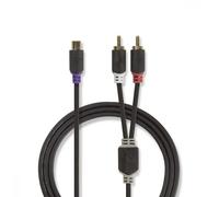 Câble Subwoofer 2x RCA Mâles - RCA Femelle 0,2 m Anthracite